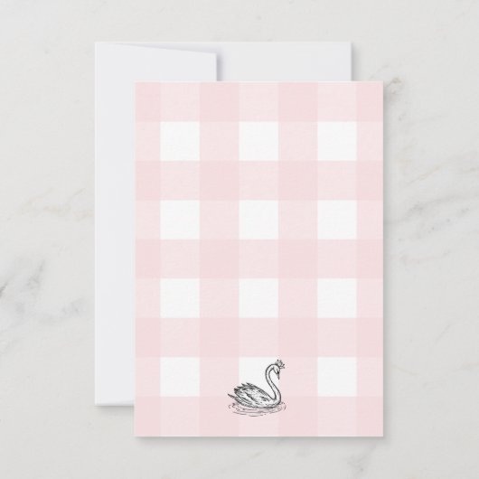 Pink Gingham Swan Books Request Insert Card Einladung (Rückseite)