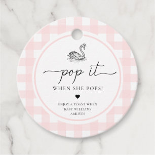 Pink Gingham Swan Pop It Wenn sie Pop Geschenkanhänger