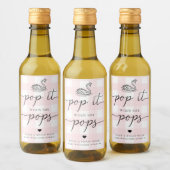 Pink Gingham Swan Pop It Wenn sie Pop Weinetikett (Flaschen)