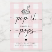 Pink Gingham Swan Pop It Wenn sie Pop Weinetikett (Einzelnes Label)