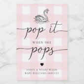 Pink Gingham Swan Pop It When She Pops Weinetikett (Einzelnes Label)