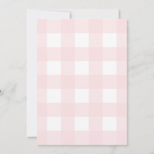 Pink Gingham Taufe Einladung (Rückseite)