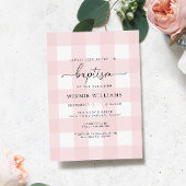 Pink Gingham Taufe Einladung