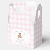 Pink Gingham Teddy Bear Beary First Birthday Geschenkschachtel (Geöffnet)