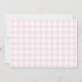 Pink Gingham Teddy Bear Beary First Birthday Photo Einladung (Rückseite)