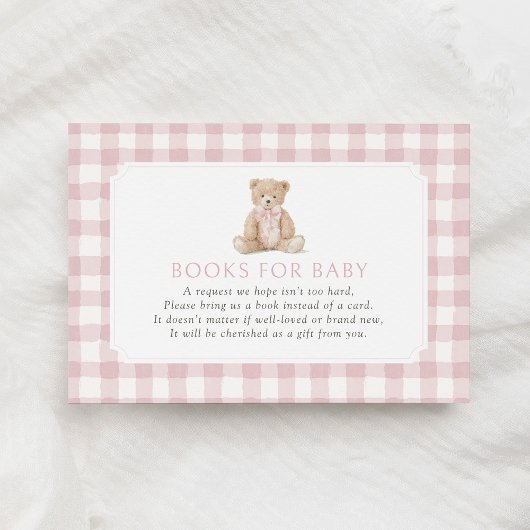 Pink Gingham Teddy Bear Books for Baby Begleitkarte