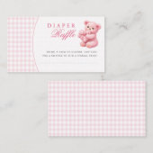 Pink Gingham Teddy Bear Neutral Baby Shower Begleitkarte (Vorne/Hinten)