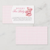 Pink Gingham Teddy Bear Neutral Baby Shower Begleitkarte (Vorne/Hinten)