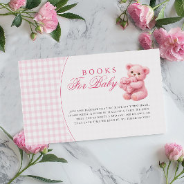 Pink Gingham Teddy Bear Neutral Baby Shower Begleitkarte