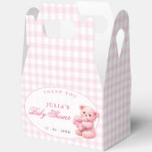 Pink Gingham Teddy Bear Neutral Baby Shower Geschenkschachtel (Offen)