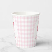 Pink Gingham Teddy Bear Neutral Baby Shower Pappbecher (Links)