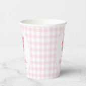 Pink Gingham Teddy Bear Neutral Baby Shower Pappbecher (Rechts)