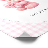 Pink Gingham Teddy Bear Neutral Baby Shower Poster (Ecke)