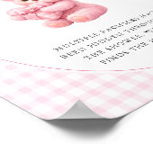 Pink Gingham Teddy Bear Neutral Baby Shower Poster (Ecke)