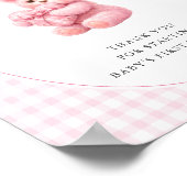Pink Gingham Teddy Bear Neutral Baby Shower Poster (Ecke)