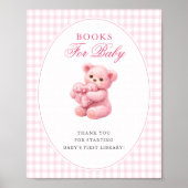 Pink Gingham Teddy Bear Neutral Baby Shower Poster (Vorne)