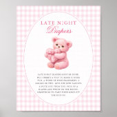 Pink Gingham Teddy Bear Neutral Baby Shower Poster (Vorne)