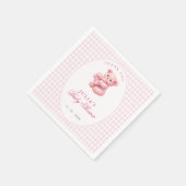 Pink Gingham Teddy Bear Neutral Baby Shower Serviette (Ecke)