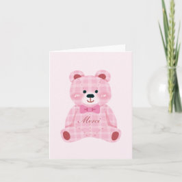 Pink Gingham Teddy Dankeskarte