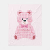 Pink Gingham Teddy Fleecedecke (Vorderseite)
