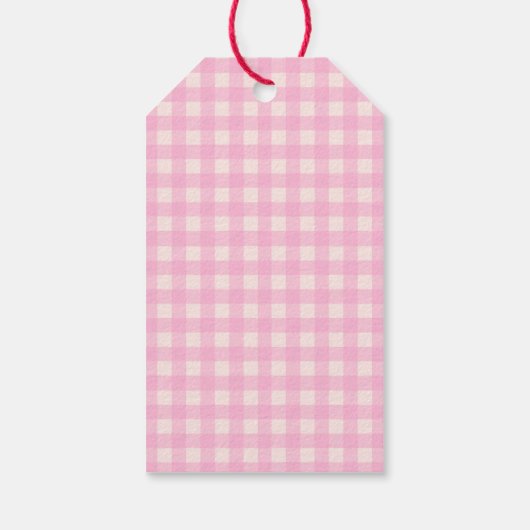 Pink Gingham Teddy Geschenkanhänger (Rückseite)
