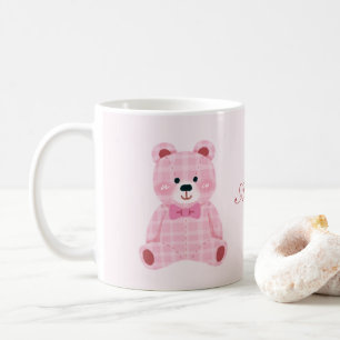 Pink Gingham Teddy Kaffeetasse