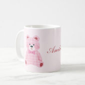 Pink Gingham Teddy Kaffeetasse (Vorderseite Links)