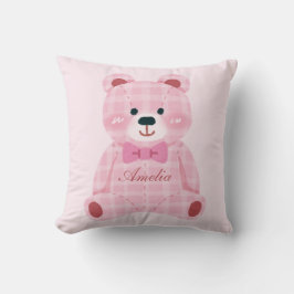 Pink Gingham Teddy Kissen