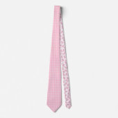 Pink Gingham Teddy Neck Tie Krawatte (Vorderseite)