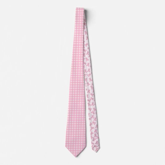 Pink Gingham Teddy Neck Tie Krawatte (Vorderseite)
