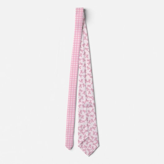 Pink Gingham Teddy Neck Tie Krawatte (Rückseite)