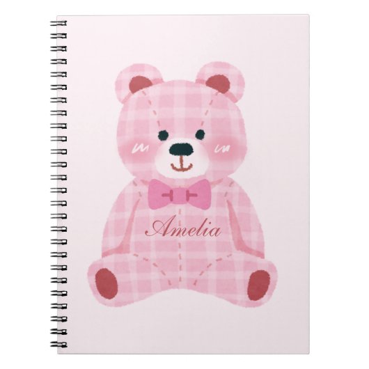 Pink Gingham Teddy Notizblock (Vorderseite)