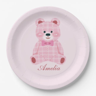 Pink Gingham Teddy Pappteller