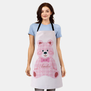 Pink Gingham Teddy Schürze