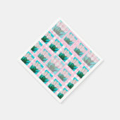 Pink Gingham Tulip Cocktail Napkin Serviette (Ecke)