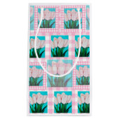 Pink Gingham Tulip Geschenktasche Kleine Geschenktüte (Vorderseite)