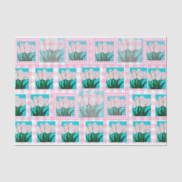 Pink Gingham Tulip Tissue Paper Seidenpapier