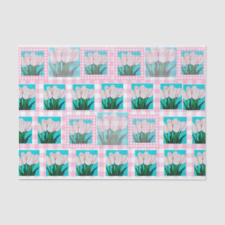 Pink Gingham Tulip Tissue Paper Seidenpapier