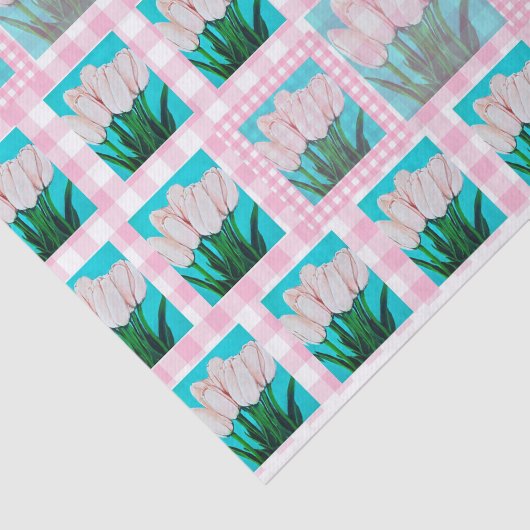Pink Gingham Tulip Tissue Paper Seidenpapier (Ausschnitt)