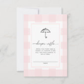 Pink Gingham Umbrella Diaper Raffle Umschließung Einladung (Vorderseite)
