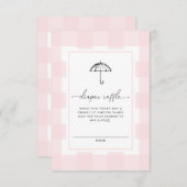 Pink Gingham Umbrella Diaper Raffle Umschließung Einladung (Vorne/Hinten)