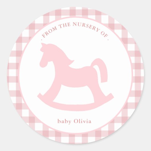 Pink Gingham Umschlag Aufkleber (Vorderseite)