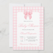 Pink Gingham und Bow Baby Shower Girl Einladung (Vorderseite)