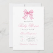 Pink Gingham und Bow Baby Shower Girl Einladung (Vorderseite)