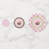 Pink Gingham und Cupcake Birthday Konfetti (Rückseiten)