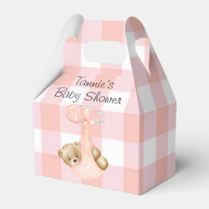 Pink Gingham und eine Niedliche Teddy Bear Girl Ba Geschenkschachtel