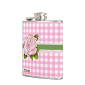 Pink Gingham und Rose Custom Flask Flachmann (Links)