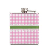 Pink Gingham und Rose Custom Flask Flachmann (Rückseite)