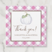 Pink Gingham und White Pumpkin Vielen Dank Geschenkanhänger (Vorderseite)