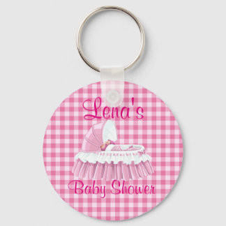 Pink Gingham Vintag Baby RuffledBassinet Schlüssel Schlüsselanhänger